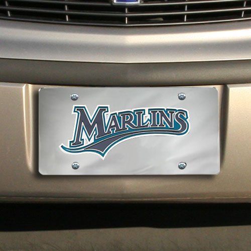Florida Marlins Silver Mirrored License Plate