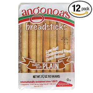 Angonoa's Breadsticks, Plain, 3.25-Ounce Bags (Pack of 12) by Angonoa
