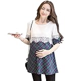 SANSEIJH マタニティ ウェア ワンピース 半袖 チェック柄 レース 妊婦 産前 産後 夏秋 ゆったり きれい エレガント