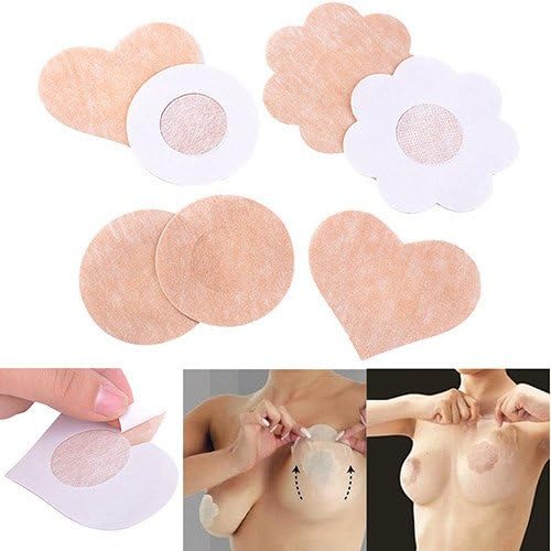 (Round shape) Bluelans 5 Pairs Women's Invisible Breast Lift Tape Stick on Bra Sticker Nipple Covers Dress