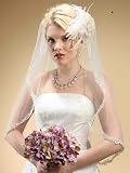 Rhinestone Edge Mantilla Wedding Veil with Embroidered Lace