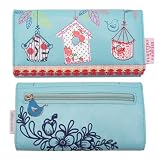 Embroidered Flower and Bird Design Wallet