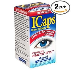ICaps Lutein and Zeaxanthin Formula Dietary Supplement Coated Tablets, 60-Count Bottles (Pack of 2)