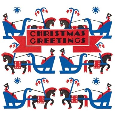 Horse and Sleigh Pack of 10 Christmas Cards (Square)||EVAEX