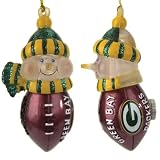 Pack of 4 Green Bay Packers 5" Light-Up Snowman Christmas Ornaments