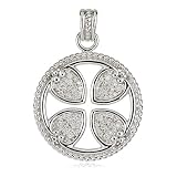 14 Karat White Gold and Diamond Maltese Rope Cross Pendant