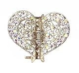 Hair Clip - H45 - Filigree Heart set with Swarovski (tm) Crystal Stones ~ Clear (ap)