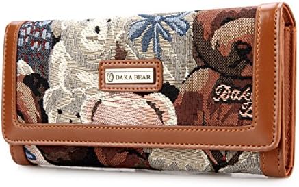 Daka Bear Camo Bear Coffee Flip Wallet Women Clutch Bag Purse
