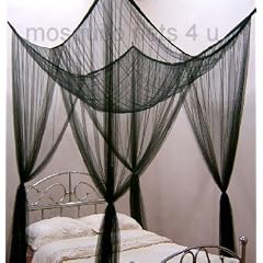 Schwarzer, quadratischer Baldachin f�r Himmelbett mit Geschenktasche passt bis Super King Size