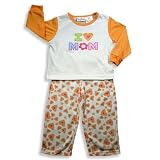 Baby Togs - Toddler Girls Long Sleeve Pajamas, White, Orange
