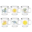 Swirls Summer Designs 12 oz Insulated Coffee Mug Set, Clear (6 designs)