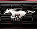 Fototapete, Ford Mustang, silbernes Pferd auf K&uuml;hlergrill, 5 Bahnen Vliestapete, 232,5 x 180 cm