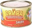 "SAURY NATURAL" (In Oil) "RUSSIA", Packaged in Metal Can, 250g. "Rybnyi Mir"