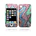 Colorful Wave Full Diamond Snap on Design Case Hard Case Cover + Double Side Screen Protector Film for Apple Iphone 4g