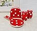 New Viva Collection, Polka Dot Hand Painted Ceramic Table Top Set, 84225/28**YOUR CHOICE OF COLOR** by ACK (RED)