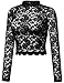 FPT Womens Waist Length Long Sleeve Lace Mock Neck Top