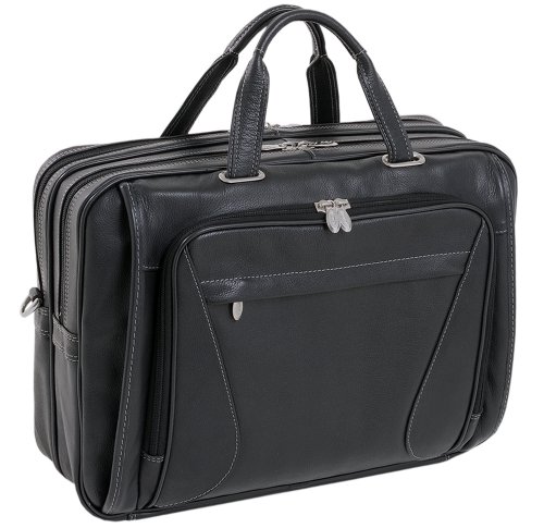 McKleinUSA IRVING PARK 15575 Black Leather Double Compartment Laptop Case On Sale