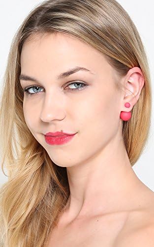 Front And Back Ball Studded Earrings RED New