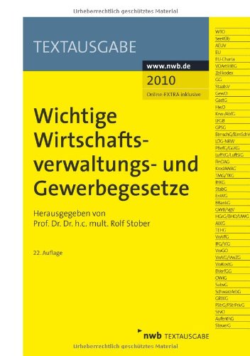 Produkt-Bild: Wichtige Wirtschaftsverwaltungs- und Gewerbegesetze