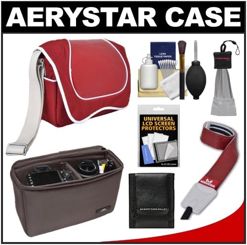 Aerystar Zurich Digital SLR Camera Messenger Bag with Insert Bag + Camera Strap + Cleaning & Accessory Kit