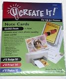 U Create It! 1/2 Fold Printable Note Cards for Ink Jet Printers: Gloss Finish, 20 Card count & Envelopes included