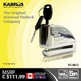 Kabrus Alarmed Disc Padlock / Motorbike Disc Alarm Lock / Secure Motorcycle Motor bikes Scooter Bicycle 140 dB