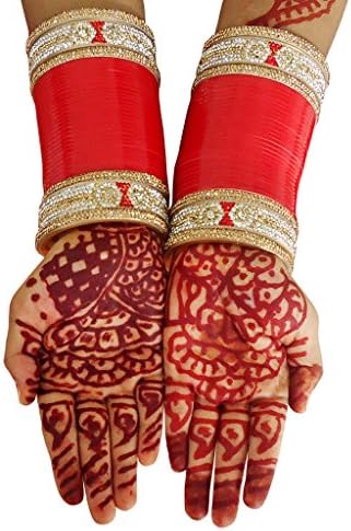 Saluja Punjabi Juti Women's Wedding Bridal Chura Bangle Sets 2.12 Cm