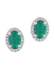 Emerald and Diamond Earrings 1/8ctw