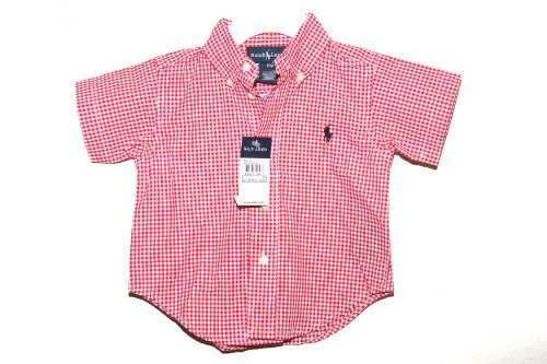 Ralph Lauren Infant Baby Boy Short Sleeved Red Checkered Shirt (12 Months)