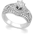 14K White Gold Diamond Engagement Ring - 1.00 Ct.