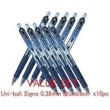 Uni-ball Signo RT Rubber Grip & Click Retractable Ultra Micro Point Gel Pens -0.38mm-blue black Ink- Value Set of 10 (With Our Shop Original Product Description)