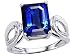 3.75 cttw Genuine Lab Created Sapphire Emerald Cut Solitaire Ring - 14kt White or Yellow Gold