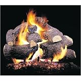 Peterson Gas Logs 24 Inch Charred Royal English Oak See-Thru Vented Natural Gas Log Set W G45 Burner - Match Light
