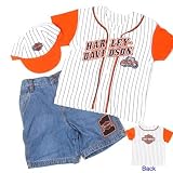 Harley Boy's Baseball Short Set (White/Orange), Available in Multiple Sizes