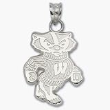 Wisconsin Badgers 3/4 Bucky Badger Pendant - Sterling Silver Jewelry