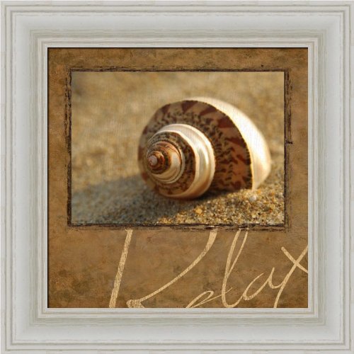 Relax by Dora Rotondella Seashell Bathroom Decor Art Print Framed Picture