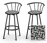 2 Beatles Music Black & White Specialty / Custom Black Barstools with Backr ....