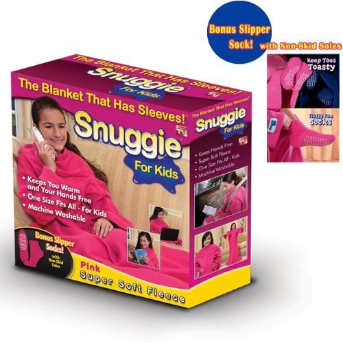 SNUGGIE FOR KIDS WITH SLIPPER SOCKS PINK