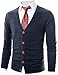 Ohoo Mens Slim Fit Ribbed V-Neck Button Down Knit Cardigan