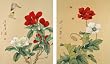Pair of Original Chinese Watercolors -Vintage Painting of Butterflies and Flowers Pair of Original Chinese Watercolors -Vintage Painting of Butterflies and Flowers