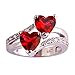 lingmei 7mm*7mm Heart Cut Cz Created Red & White Stone Love Women's Ring US Size