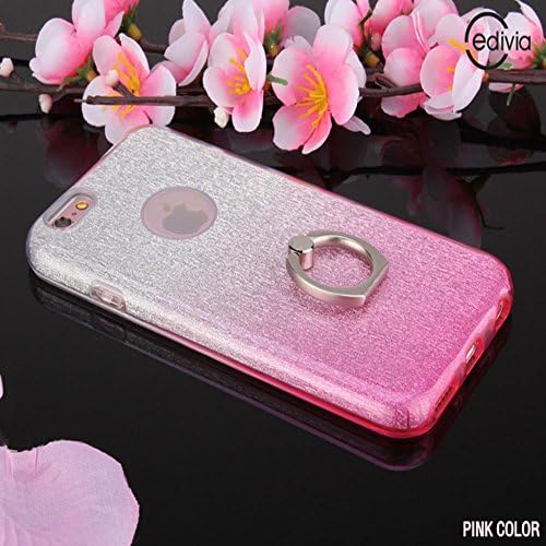 iphone 6/6s Cove Case,4 colors Shiny Bling Sparkle 3 Layer case glitter gradual change iPhone Case with fingerring for iphone 6/6s 4.7 inch (pink 4.7)