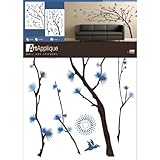 Tree Branches Blue Flowers Wall Mural Decal Sticker