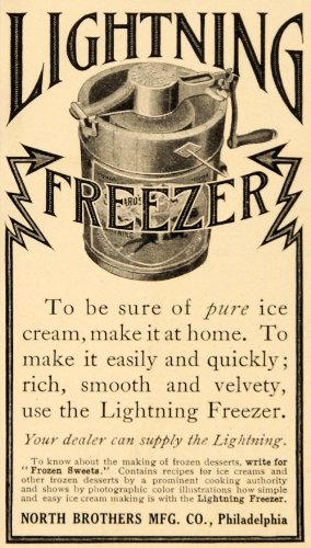 1909 Ad Lightning Freezer Frozen Sweets Ice Cream North - Original Print Ad 1909 Ad Lightning Freezer Frozen Sweets Ice Cream North - Original Print Ad