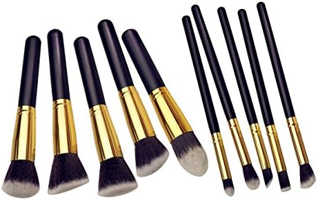Makeup Brush Set Premium Kabuki Cosmetic Brushes Set Tools Cosmetics Eyeshadow Foundation Blending Blush Eyeliner Face Powder Kit&applicators-professional Grade&tested Synthetic Bristles 10pcs