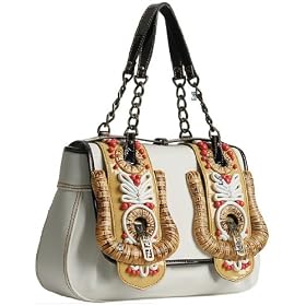 Fendi B.Fendi Small White Nylon Bamboo Buckle Handbag 8BN165-WE4-F0CHU