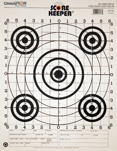 Champion Score Keeper Black Bull 100-yard Sight-In Rifle Target (Pack of 12)