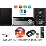 Sony Micro Home Audio System with Wireless NFC Bluetooth, MP3 CD Player, AM/FM Radio, 30 Presets, Play & Sleep Timer, Bass Boost, AUX Input & Wireless Remote Control + DB Sonic Accessories