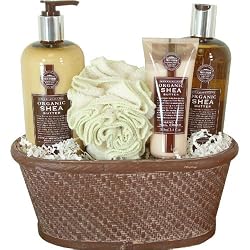 Spa Pampering Gift Basket with Organic Shea Butter Products