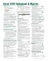 Microsoft Excel 2007 Advanced & Macros Quick Reference Guide (Cheat Sheet of Instructions, Tips & Shortcuts - Laminated Card)